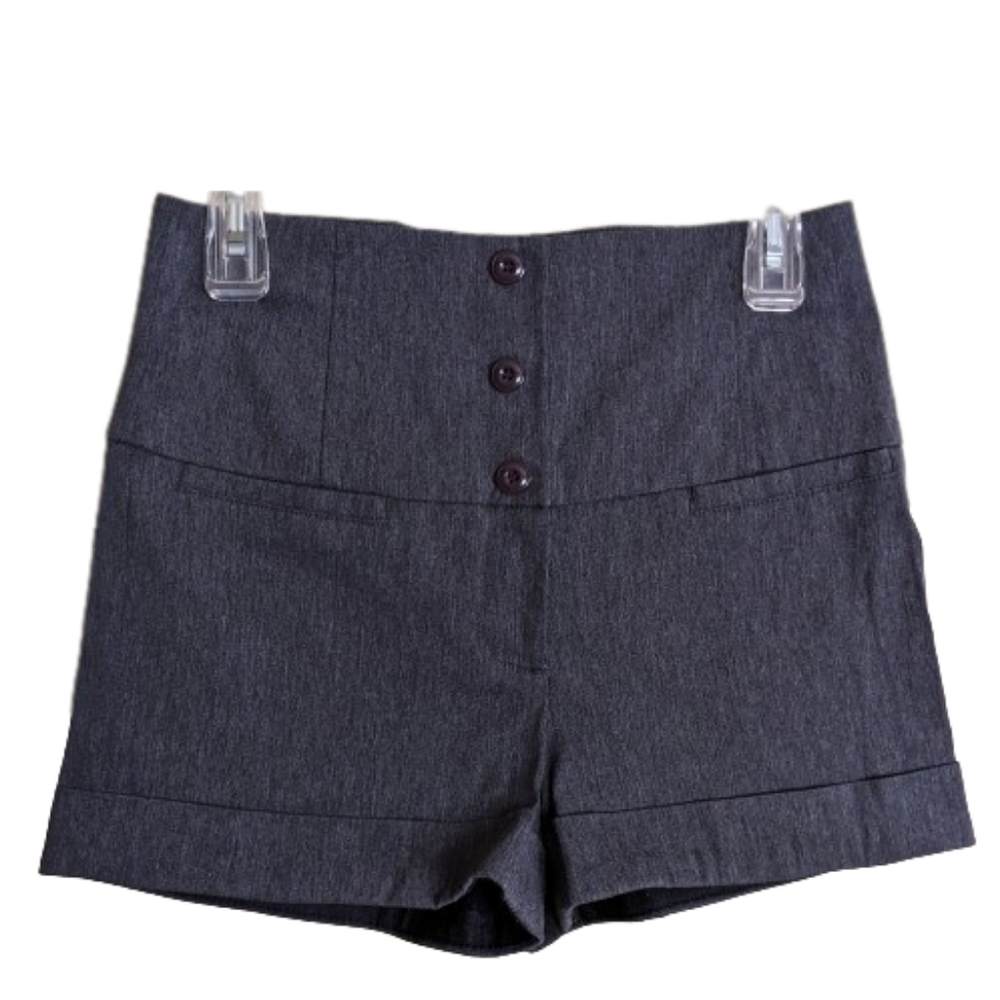 HAVE Shorts Gray High-Waisted Dressy Cuff Hem Stretch Size Medium